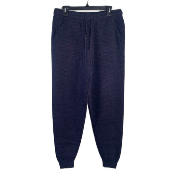 Tommy John Sweater Jogger Pants Womens Size L Navy Blue Winter Lounge Textured - Picture 1 of 10
